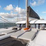 Foredeck of Excess catamaran sailboat