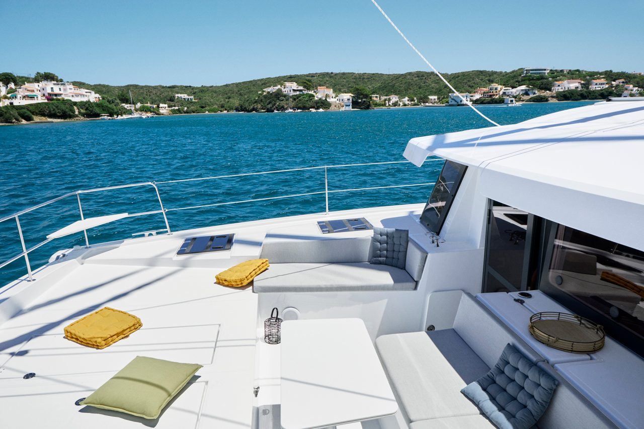 Bali 4.4 yacht foredeck exterior with cushions