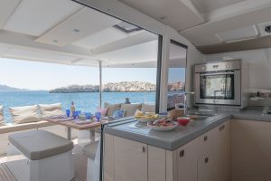 Fountaine Pajot Astrea 42 yacht galley and cockpit