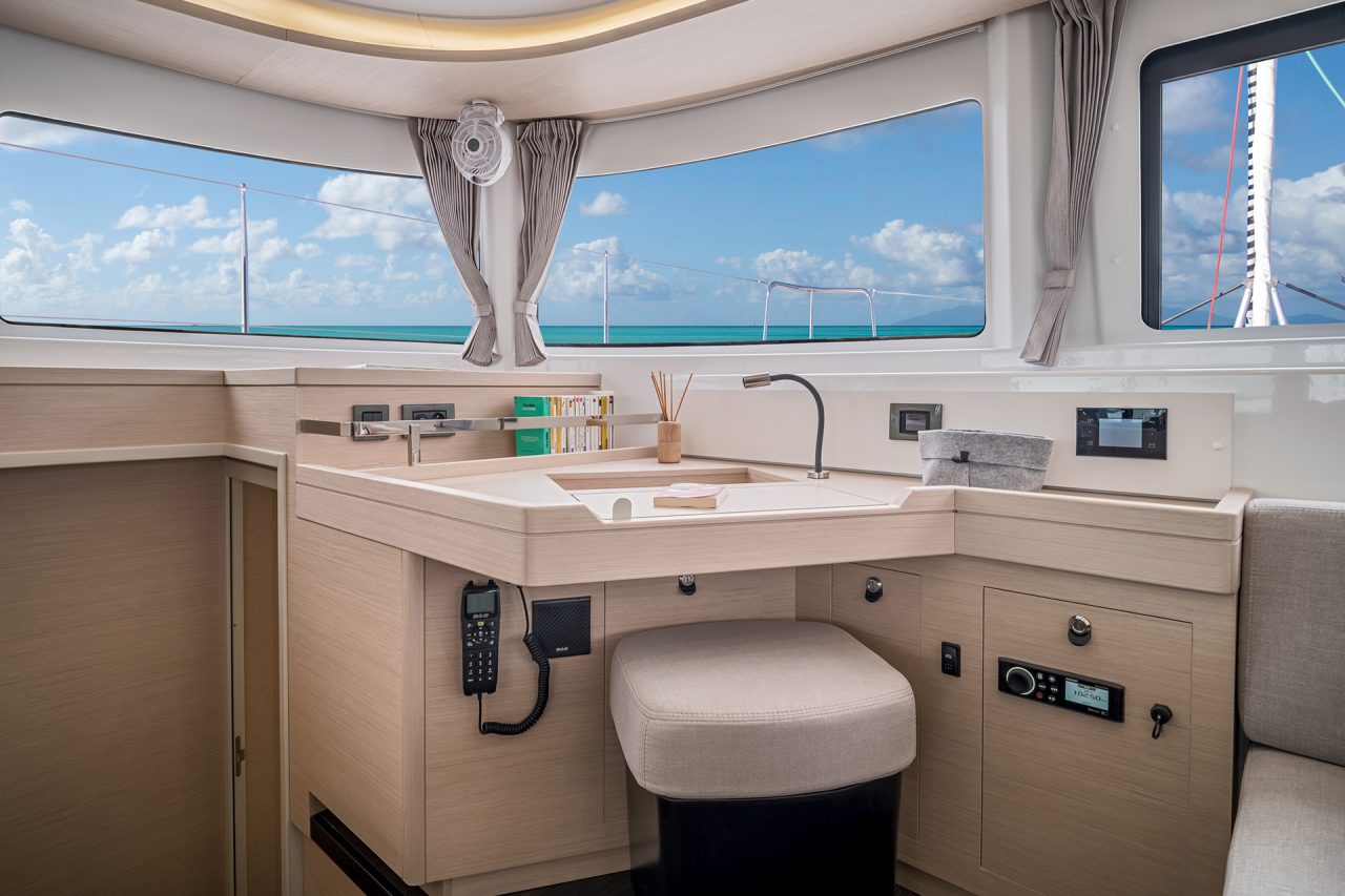 Lagoon 46 catamaran sailboat navigation station