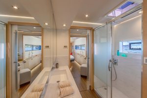 Bathroom on the Alegria 67 catamaran