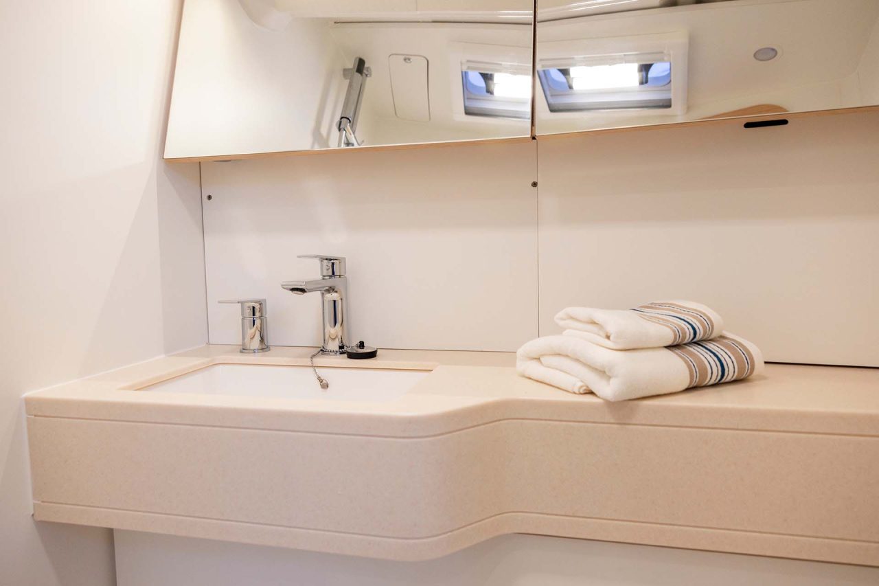 Bathroom on a Dufour 44 sailboat interior