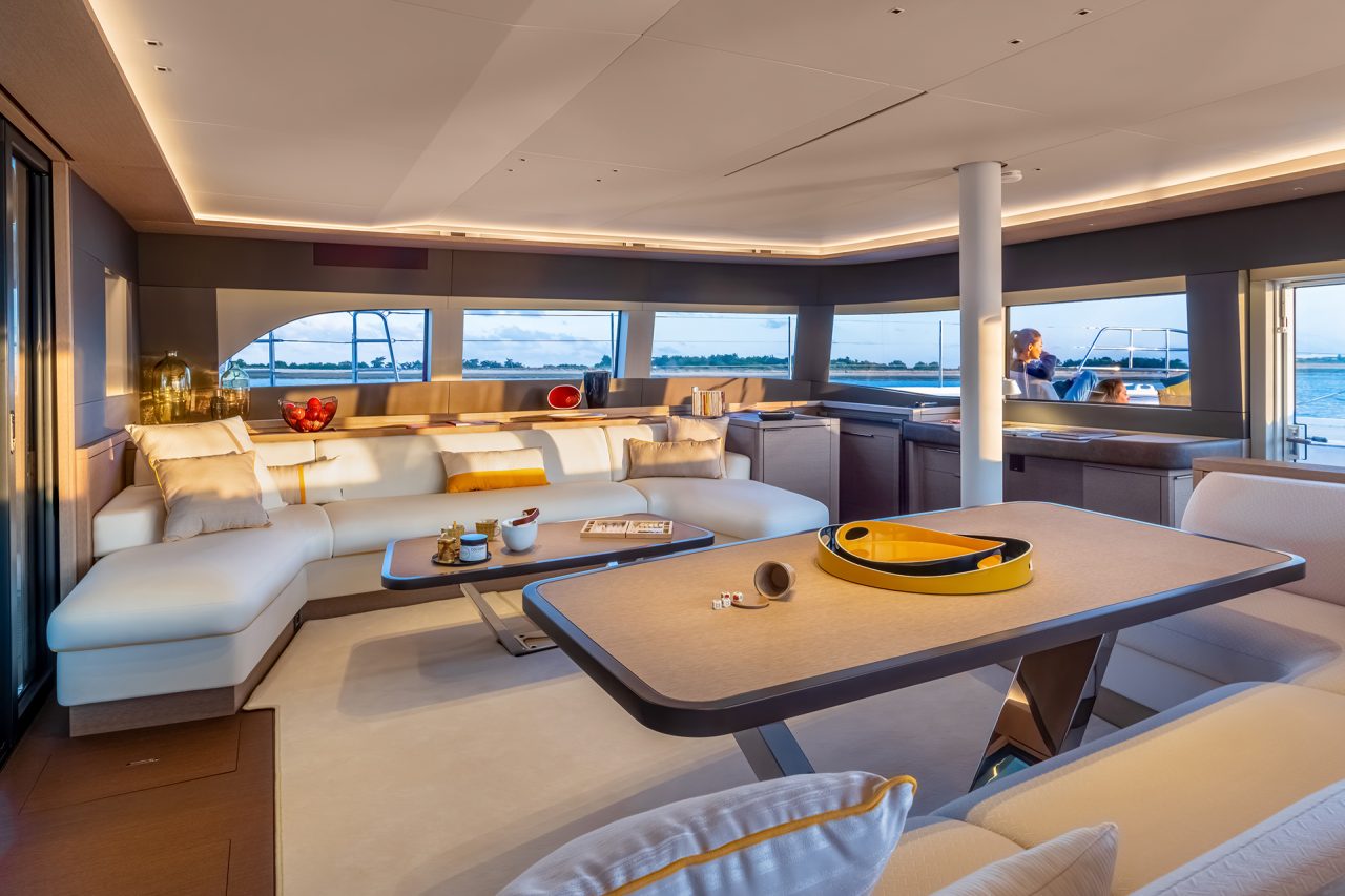 Sixty 5 Lagoon catamaran salon living area