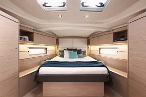 Large cabin with double bed on Beneteau Oceanis 46.1 sailboat