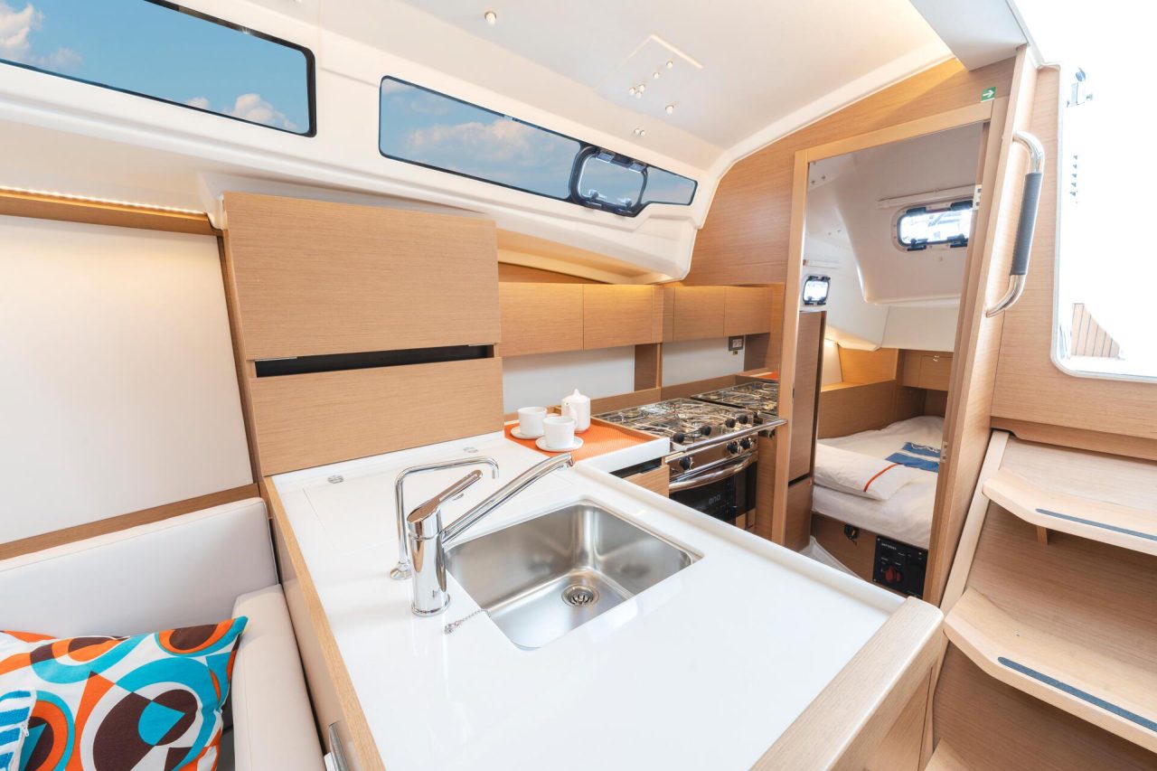 Sun Odyssey 350 sailboat kitchen