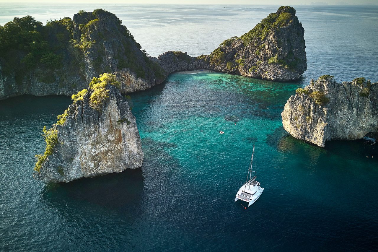 Worldwide destination Dream Yacht Thailand aerial view of catamaran